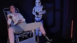 Imperial stormtroopers interrogate Princess Leia