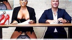 Camsoda News Network anchors rides sybian and gives amazing blowjob